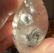 Polished Pyrite Included Quartz Tear Drop